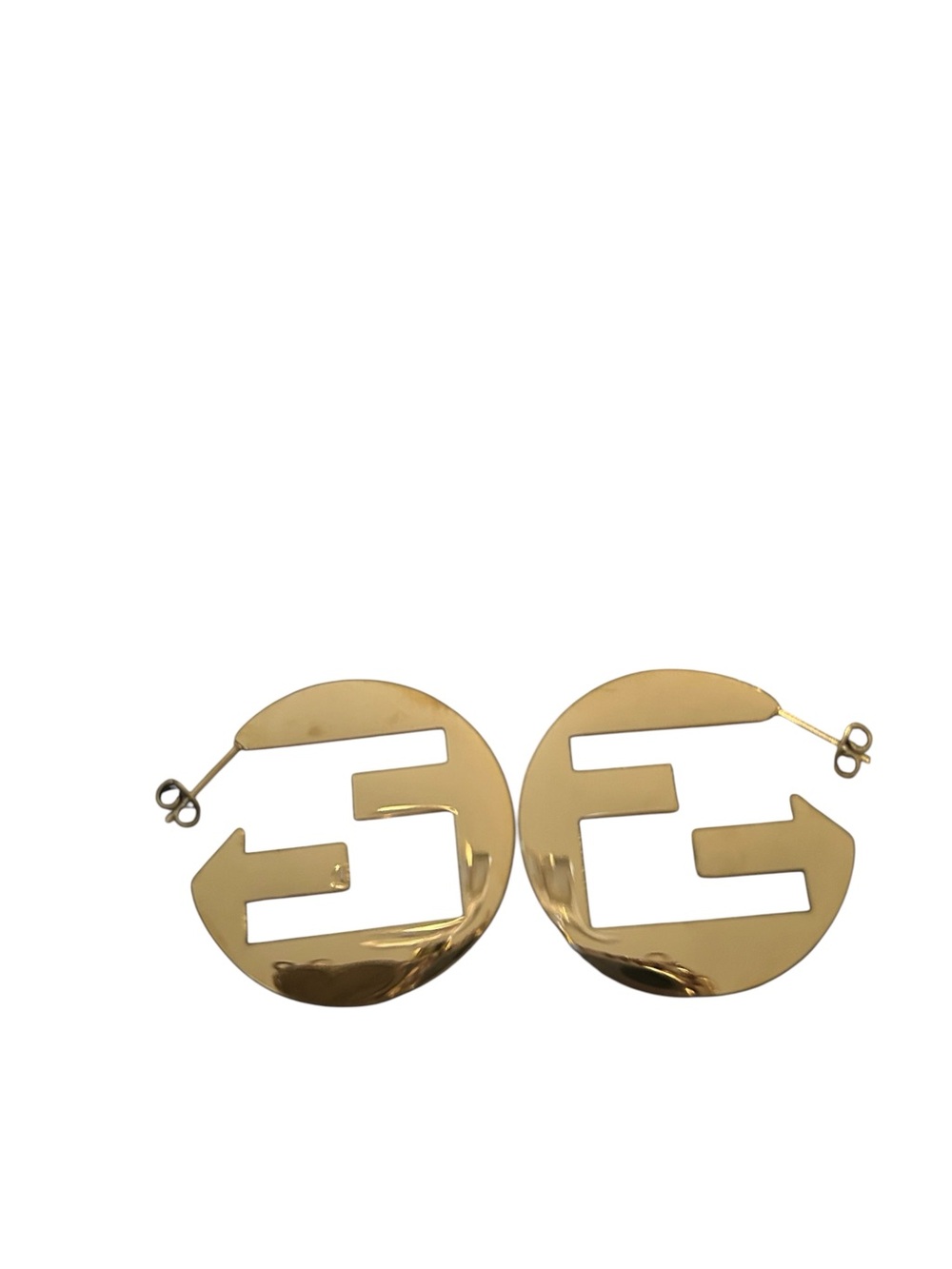 Fashion Jewelry-Fendi Gold Cutout Disc Hoop Earrings